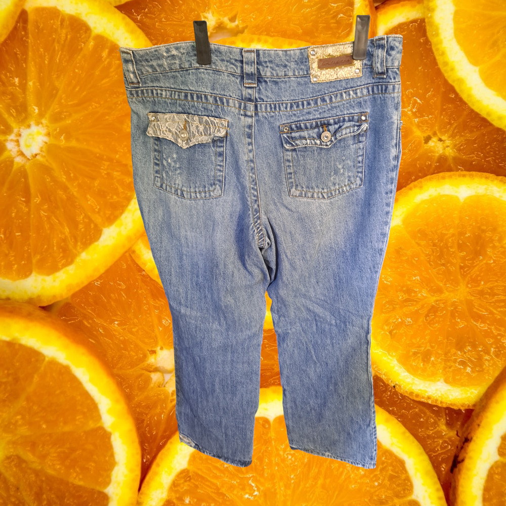 Limited Too Simply Low Distressed Patched Jeans Size 18 1/2 View 5